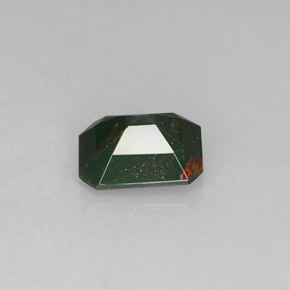 Pedra de sangue verde natural 1,55ct, corte esmeralda, opaco