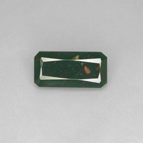 Pedra de sangue verde natural 2,97ct, corte esmeralda, opaco