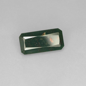 Pedra de sangue verde natural 2,97ct, corte esmeralda, opaco