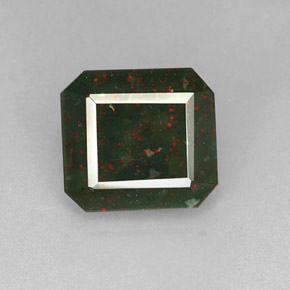 Pedra de sangue verde natural 4,90ct, corte esmeralda, opaco