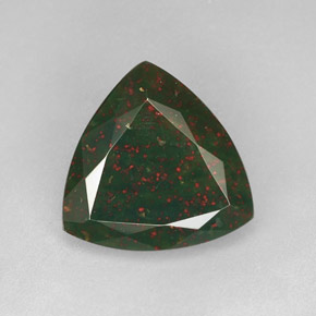Pedra de sangue verde natural 8,88ct, trillion, opaco