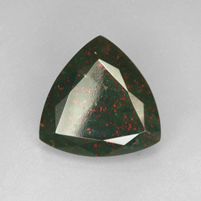 Pedra de sangue verde natural 8,88ct, trillion, opaco
