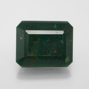Pedra de sangue verde natural 11,47ct, corte esmeralda, opaco