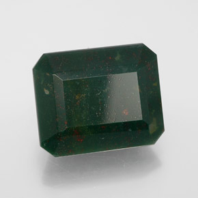 Pedra de sangue verde natural 11,47ct, corte esmeralda, opaco