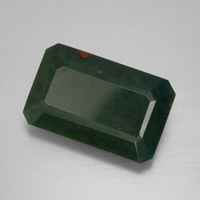 Pedra de sangue verde natural 8,92ct, corte esmeralda, opaco