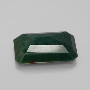 Pedra de sangue verde natural 8,92ct, corte esmeralda, opaco