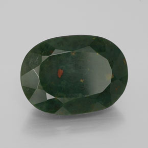 Pedra de sangue verde natural 9,07ct, corte oval, opaco