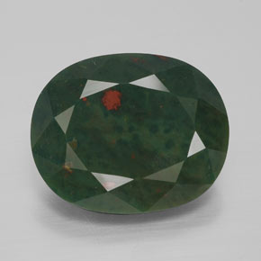Pedra de sangue verde natural 10,40ct, corte oval, opaco
