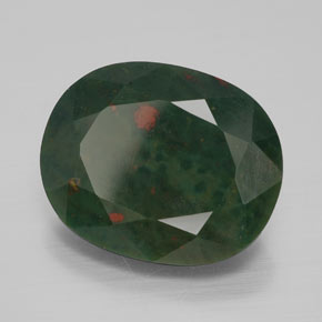 Pedra de sangue verde natural 10,40ct, corte oval, opaco
