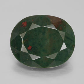 Pedra de sangue verde natural 10,91ct, corte oval, opaco