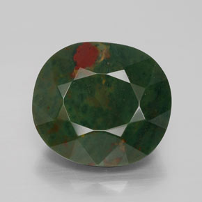 Pedra de sangue verde natural 11,50ct, corte oval, opaco