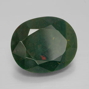 Pedra de sangue verde natural 9,93ct, corte oval, opaco