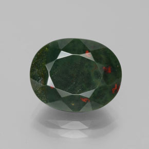 Pedra de Sangue verde manchado Natural 7.12ct, Corte Oval, Opaco