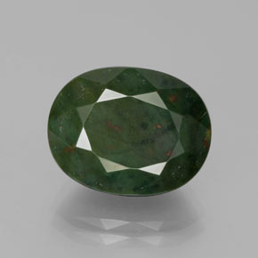 Pedra de sangue verde natural 7,61ct, corte oval, opaco