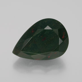 Pedra de sangue verde natural 8,47ct, formato de pêra, opaco