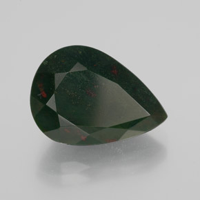 Pedra de sangue verde natural 8,47ct, formato de pêra, opaco