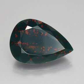 Pedra de Sangue verde manchado Natural 12.66ct, Formato de pêra, Opaco