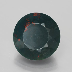 Pedra de Sangue verde manchado Natural 12.28ct, Corte Redondo, Opaco