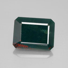 Pedra de Sangue verde manchado Natural 9.78ct, Corte Esmeralda, Opaco