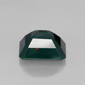 Pedra de Sangue verde manchado Natural 9.78ct, Corte Esmeralda, Opaco