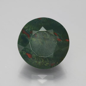 Pedra de sangue verde natural 11,36ct, corte redondo, opaco