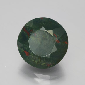 Pedra de sangue verde natural 11,36ct, corte redondo, opaco
