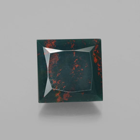 Pedra de sangue verde natural 9,60ct, quadrado, opaco