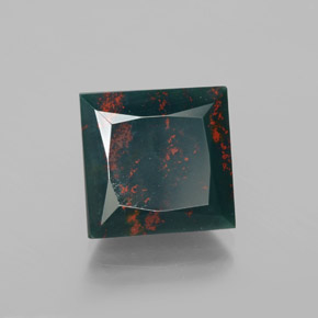 Pedra de sangue verde natural 9,60ct, quadrado, opaco
