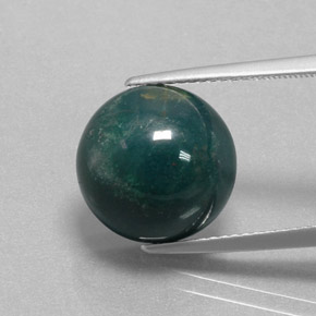 Pedra de sangue verde natural 8,90ct, corte redondo, opaco