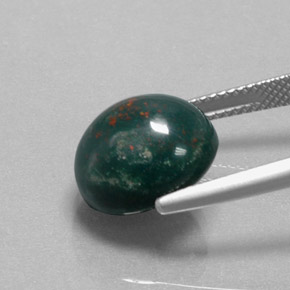 Pedra de Sangue verde manchado Natural 8.70ct, Corte Oval, Opaco