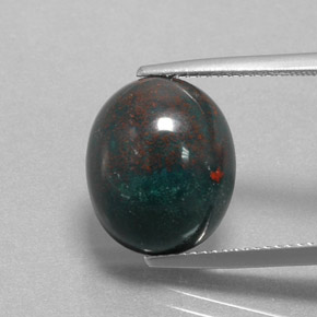 Pedra de sangue verde natural 8,92ct, corte oval, opaco