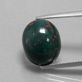 Pedra de sangue verde natural 9,64ct, corte oval, opaco