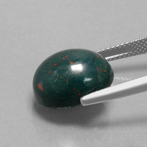 Pedra de sangue verde natural 9,64ct, corte oval, opaco