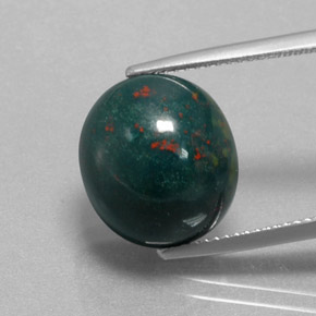 Pedra de Sangue verde manchado Natural 11.15ct, Corte Oval, Opaco