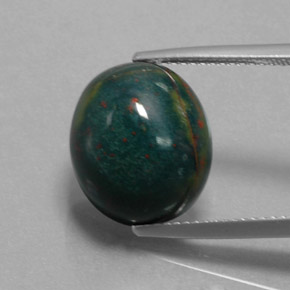 Pedra de sangue verde natural 10,88ct, corte oval, opaco