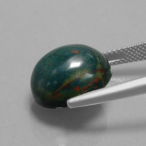 Pedra de sangue verde natural 10,88ct, corte oval, opaco