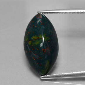Pedra de sangue verde natural 11,82ct, marquise, opaco