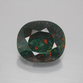 Pedra de sangue verde natural 6,44ct, corte oval, opaco