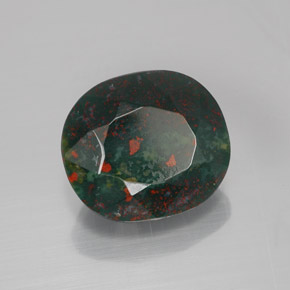 Pedra de sangue verde natural 6,44ct, corte oval, opaco