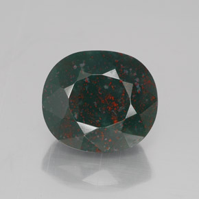 Pedra de Sangue verde manchado Natural 8.44ct, oval, Opaco