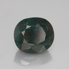 Pedra de Sangue verde manchado Natural 8.44ct, oval, Opaco