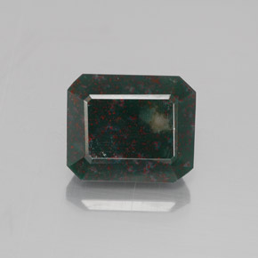 Pedra de sangue verde natural 4,78ct, corte esmeralda, opaco