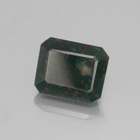 Pedra de sangue verde natural 4,78ct, corte esmeralda, opaco