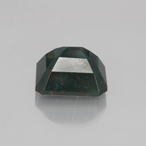 Pedra de sangue verde natural 4,78ct, corte esmeralda, opaco