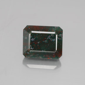 Pedra de sangue verde natural 5,06ct, corte esmeralda, opaco