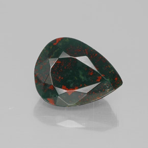 Pedra de sangue verde natural 2,41ct, formato de pêra, opaco