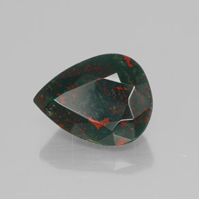 Pedra de sangue verde natural 2,41ct, formato de pêra, opaco