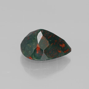 Pedra de sangue verde natural 2,41ct, formato de pêra, opaco
