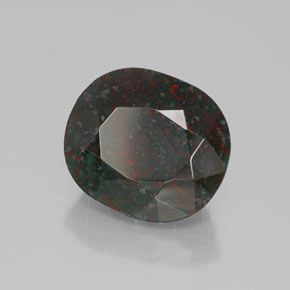 Pedra de Sangue verde manchado Natural 8.17ct, Corte Oval, Opaco