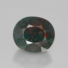 Pedra de sangue verde natural 9,59ct, corte oval, opaco